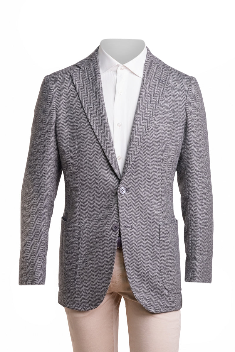 Sartorio Herringbone Virgin Wool-Silk-Cotton Sport Jacket
