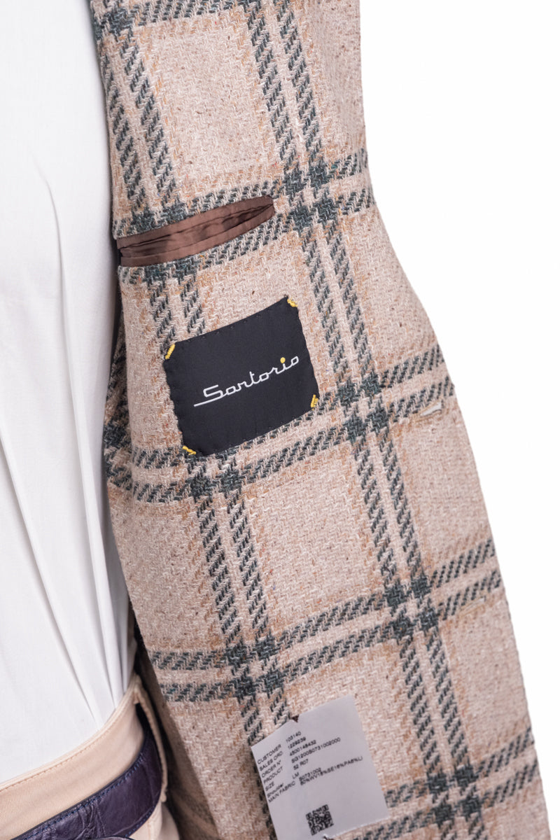 Sartorio Double-Windowpane Virgin Wool-Silk-Linen Sport Jacket