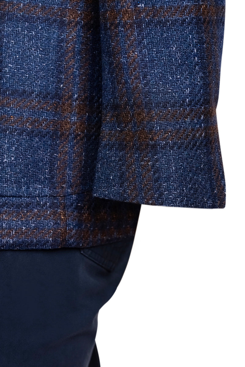 Sartorio Double Windowpane Virgin Wool-Silk-Linen Sport Jacket
