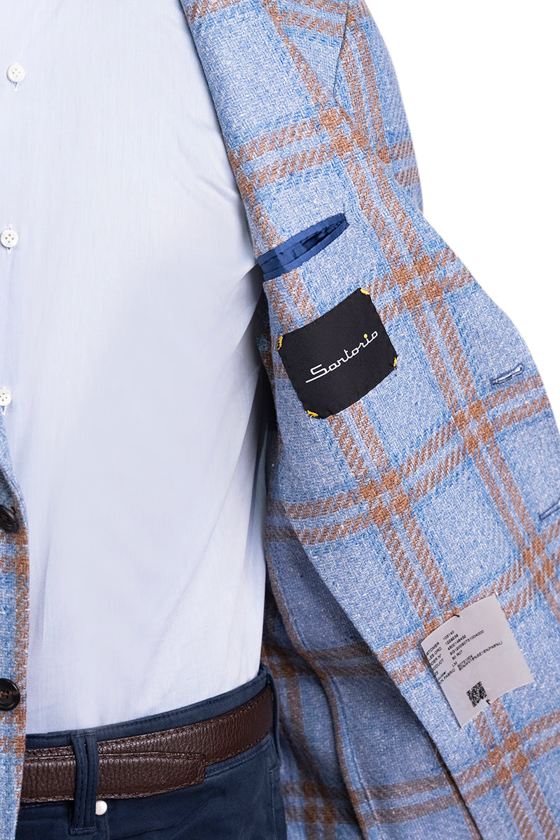 Sartorio Double Windowpane Virgin Wool-Silk Sport Jacket