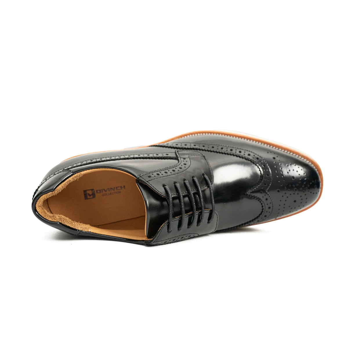 Black Brogues with Colorful Striped Sole