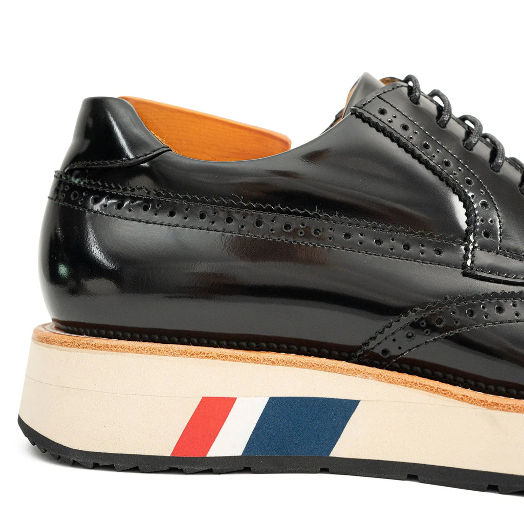 Black Brogues with Colorful Striped Sole
