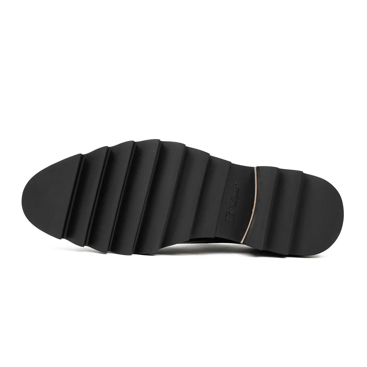 Black Leather Monk Strap Shoes with Chunky Soles