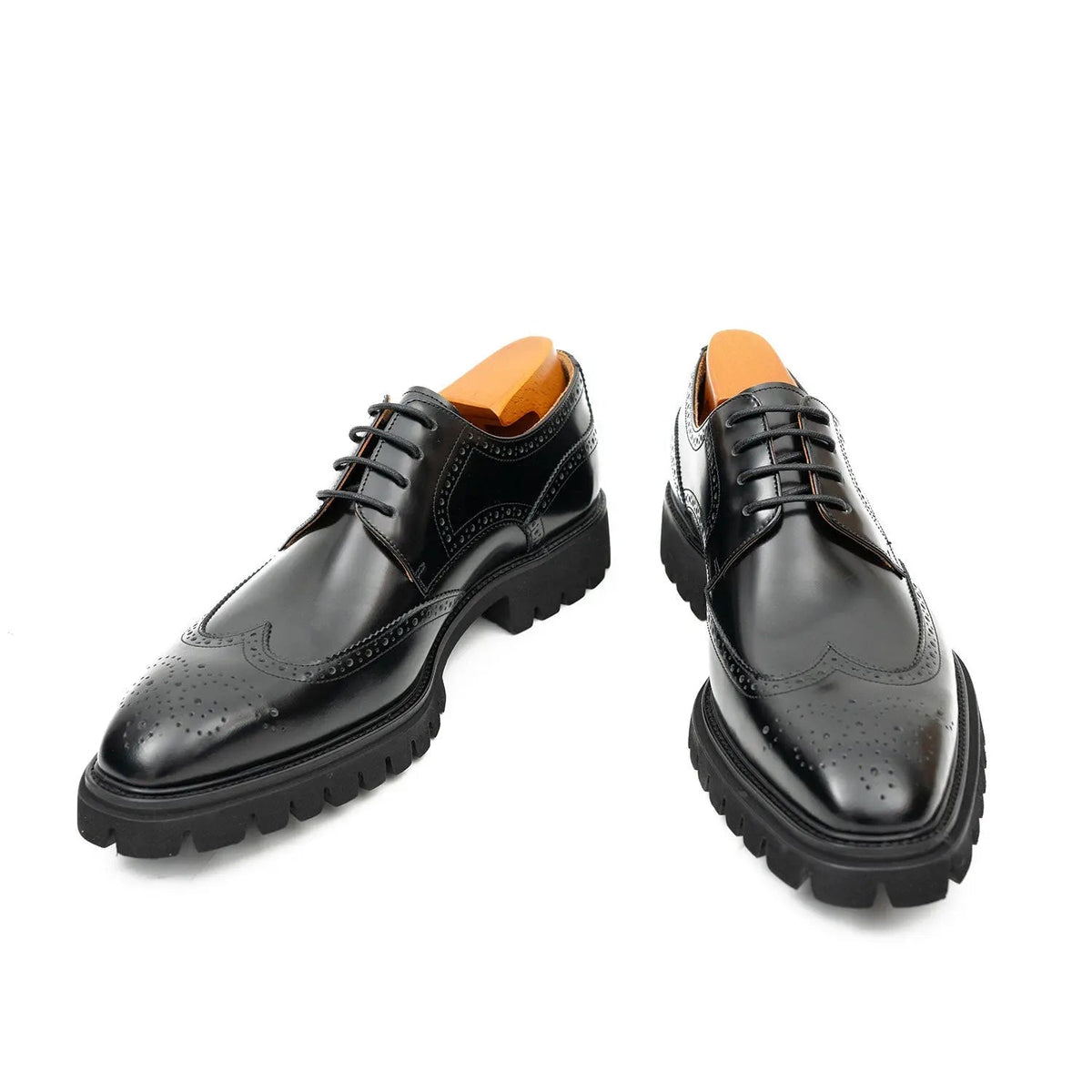 Black derby brogue shoes