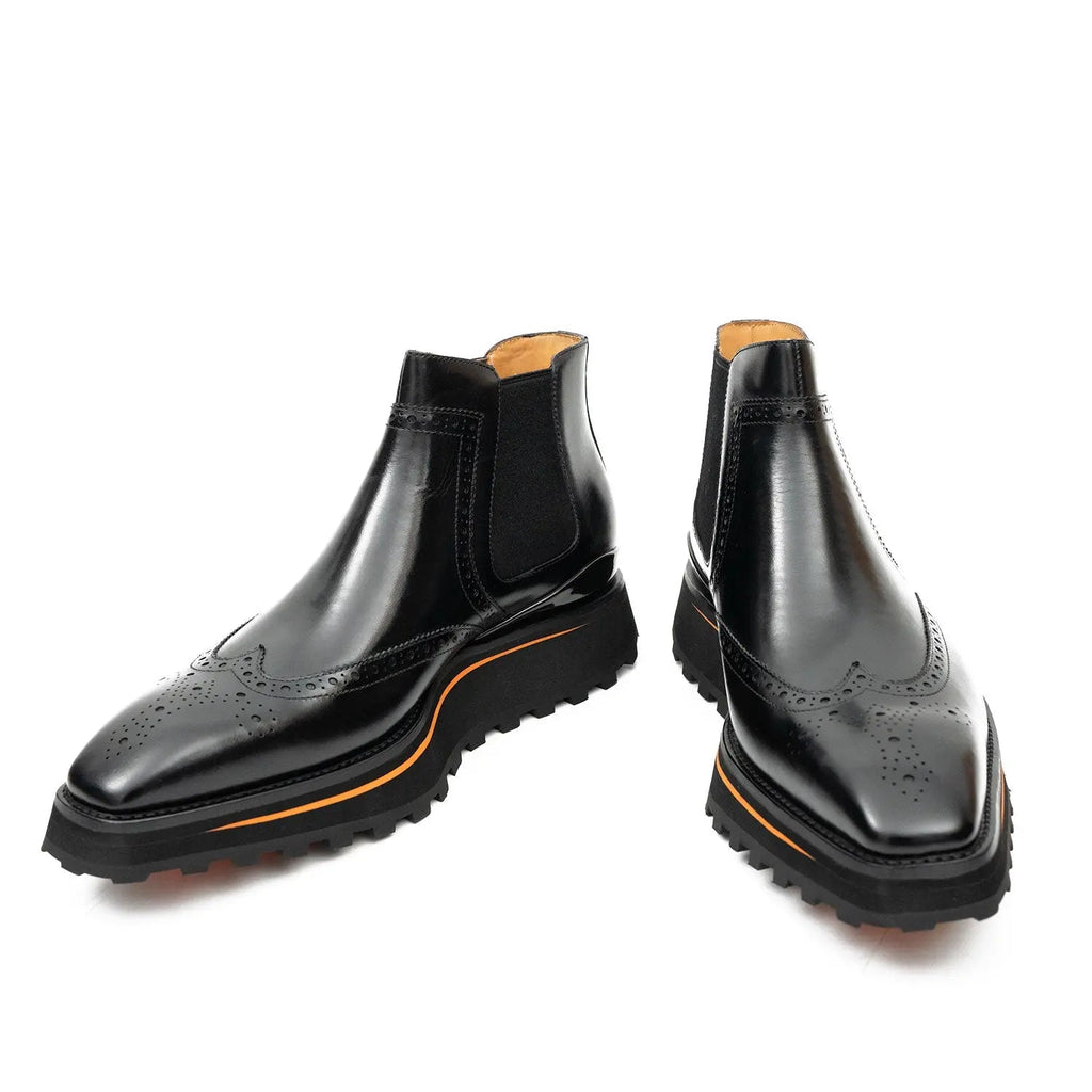 Brogue Thick-Soled Chelsea Boot 2891 Black
