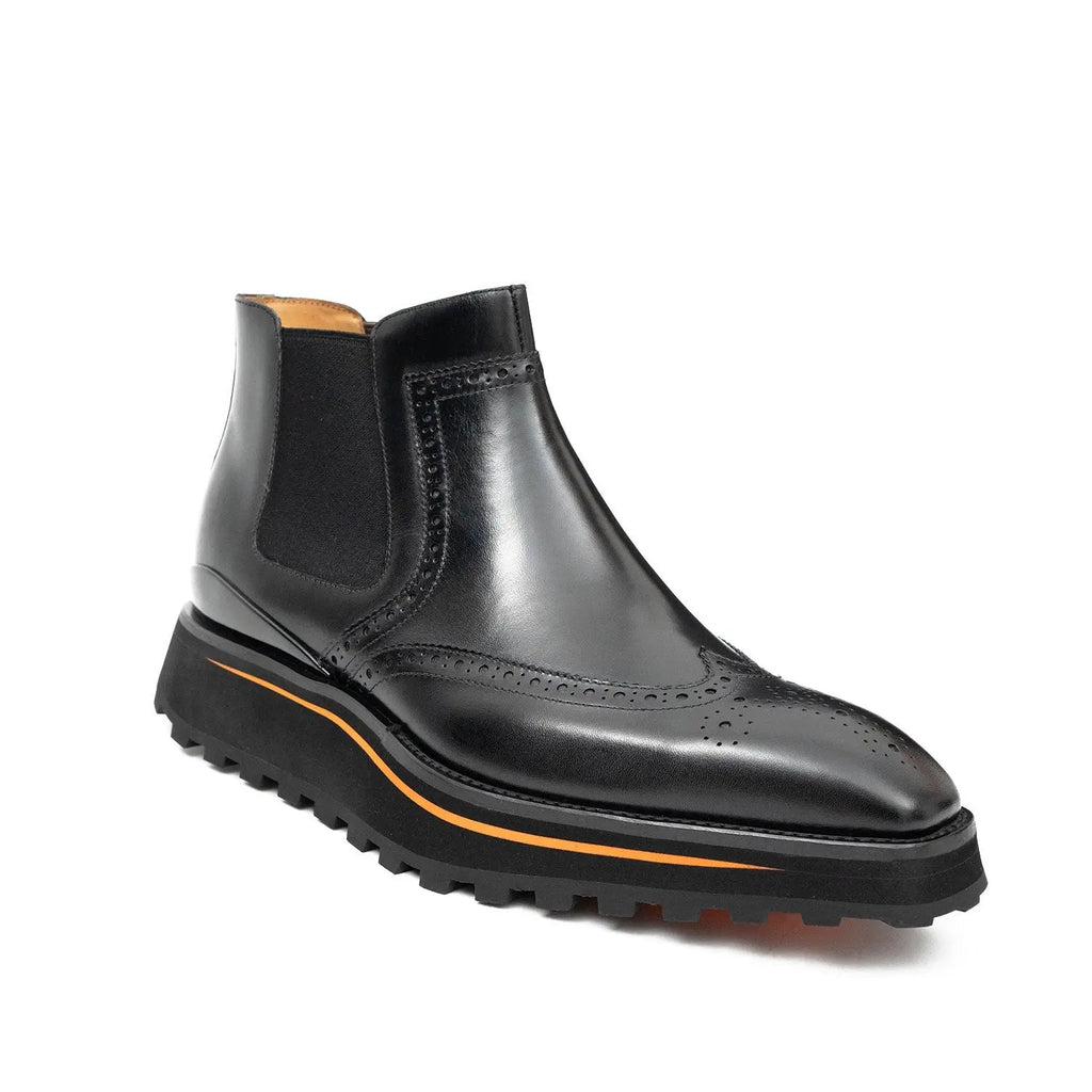 Brogue Thick-Soled Chelsea Boot 2891 Black