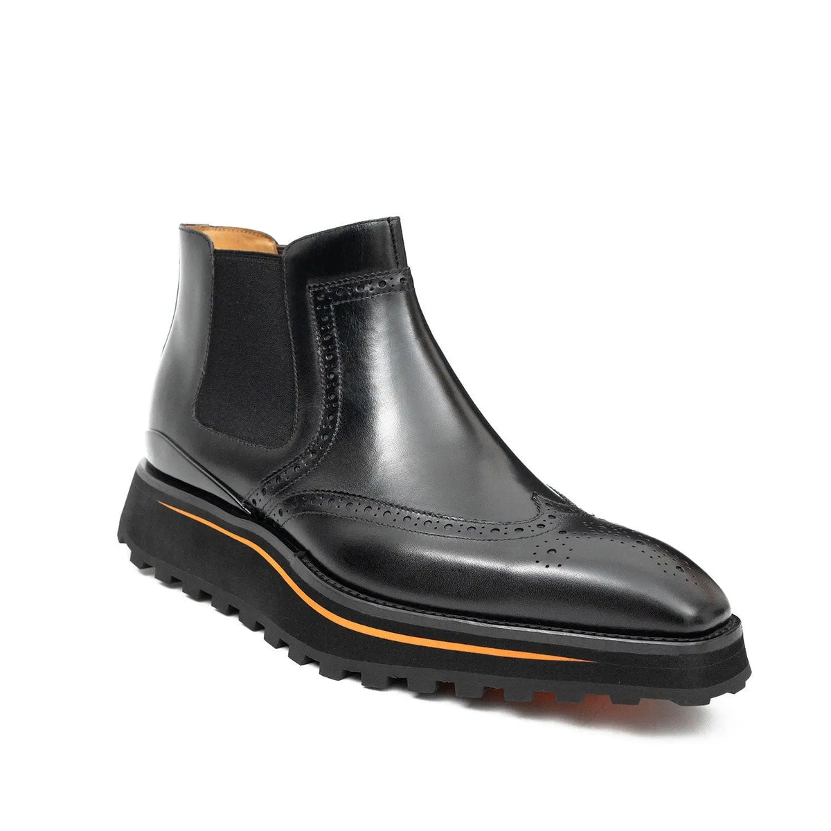 Brogue Thick-Soled Chelsea Boot 2891 Black