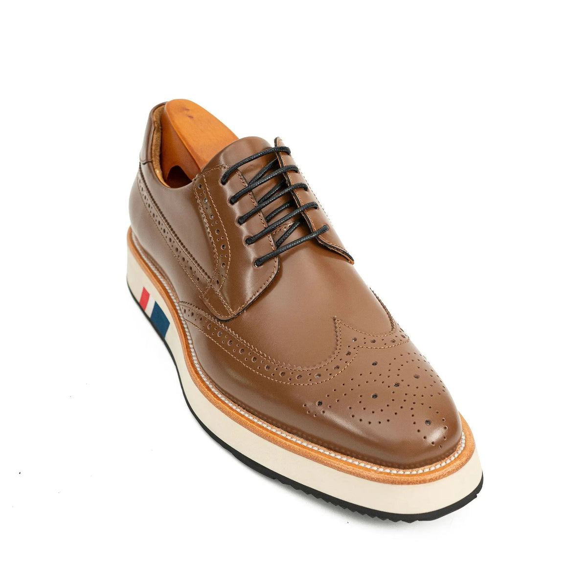 Brown Brogue Shoes with Colorful Sole