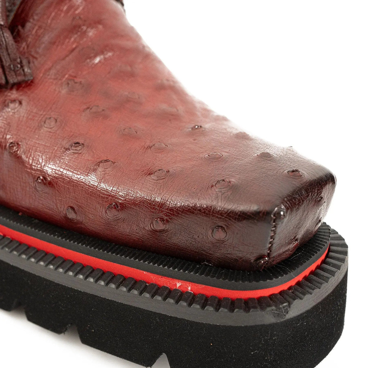 Burgundy Ostrich Derby Shoes with Tasse