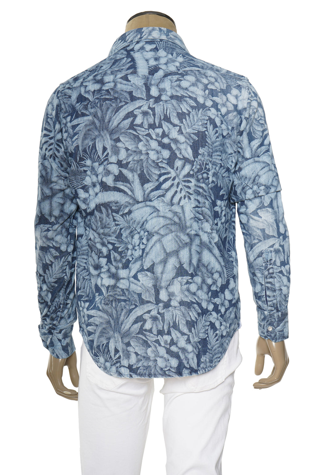 Sartorio Floral Denim Snap Button Cotton Overshirt