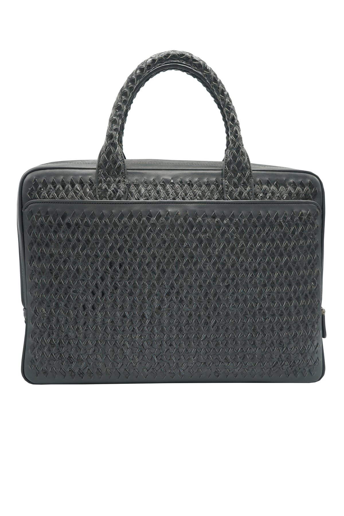Tardini Woven Full-Grain Calfskin-Alligator Leather Briefcase Bag