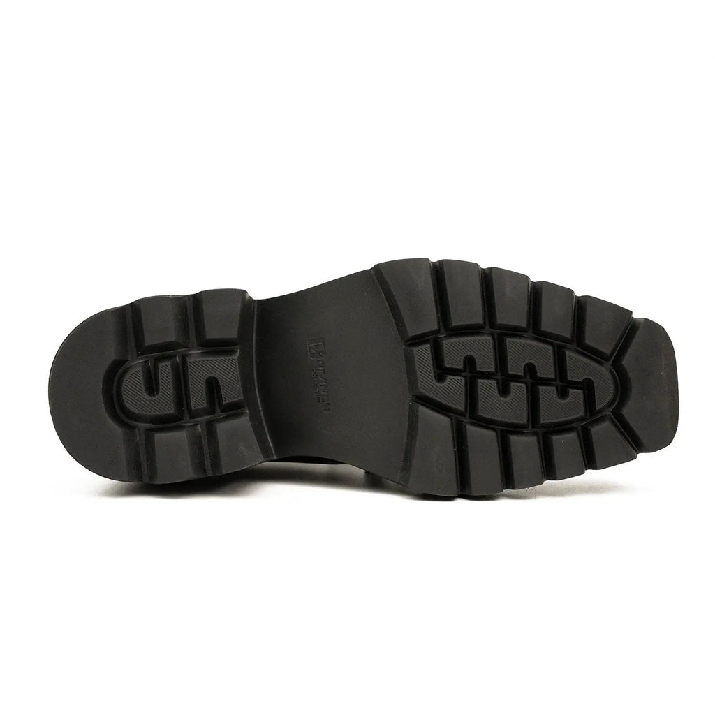 Derby shoes with thick soles, snake pattern embossing and tassels