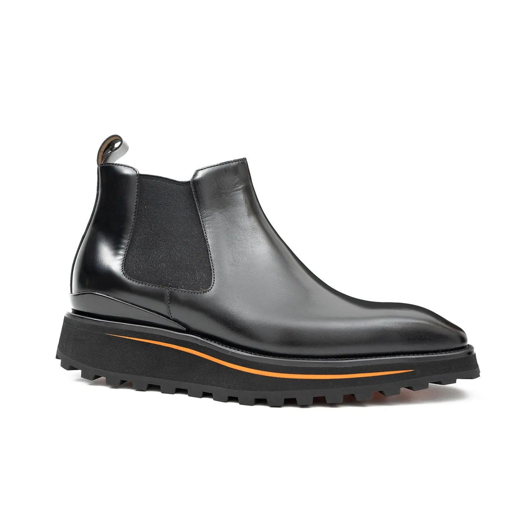 Foil leather Thick-Soled Chelsea Boot 2898 Black