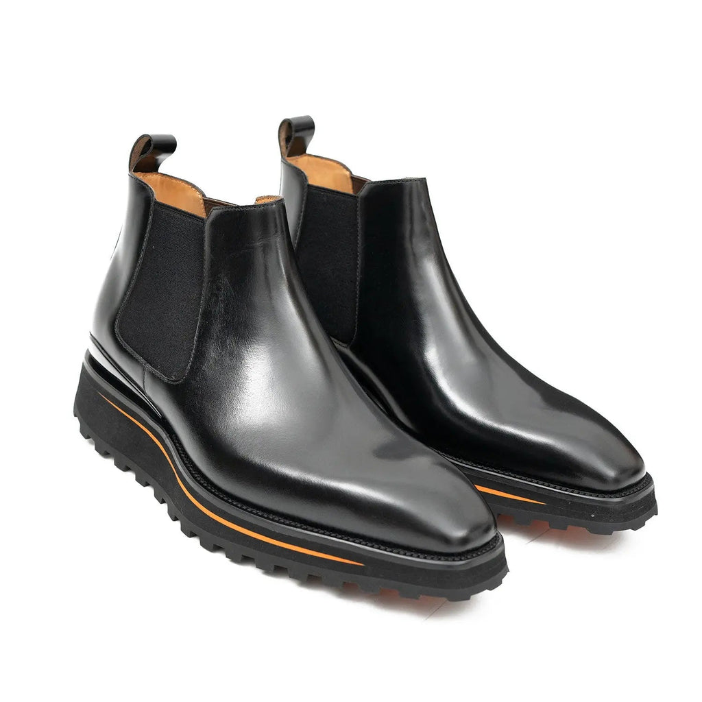 Foil leather Thick-Soled Chelsea Boot 2898 Black