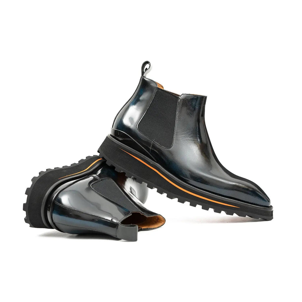 Foil leather Thick-Soled Chelsea Boot 2898 Blue