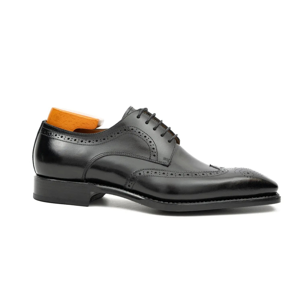 Goodyear welt derby shoes Brogue style Black