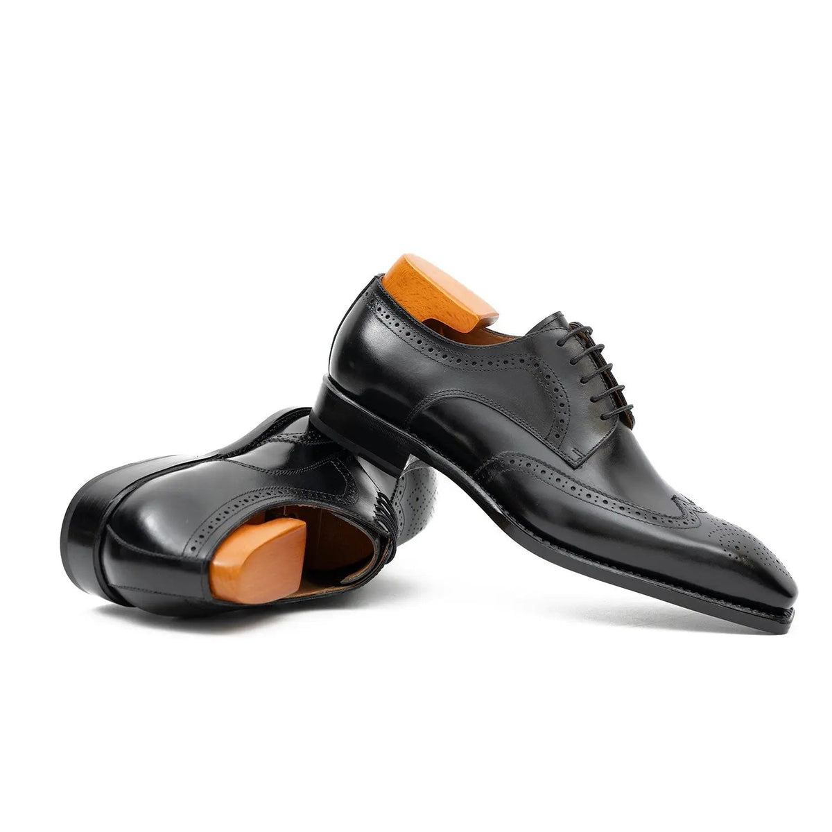 Goodyear welt derby shoes Brogue style Black