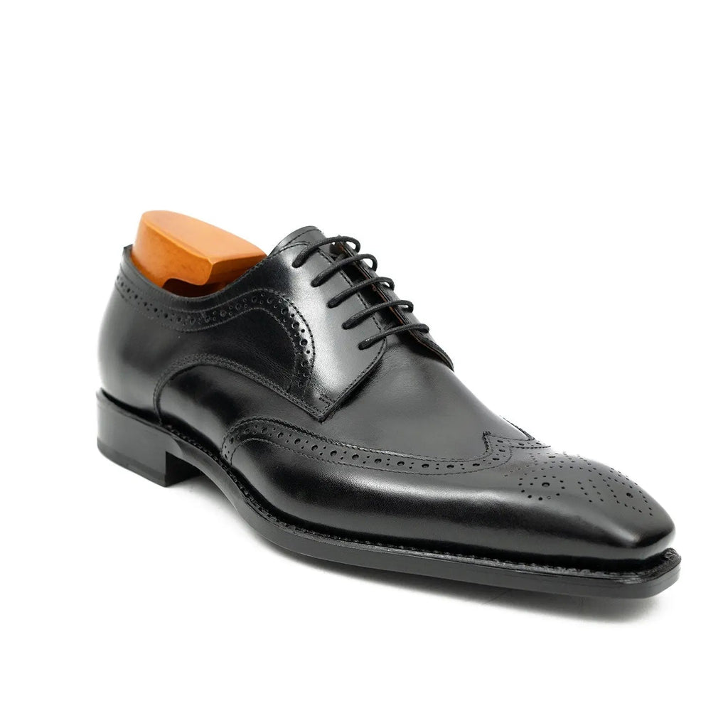 Goodyear welt derby shoes Brogue style Black