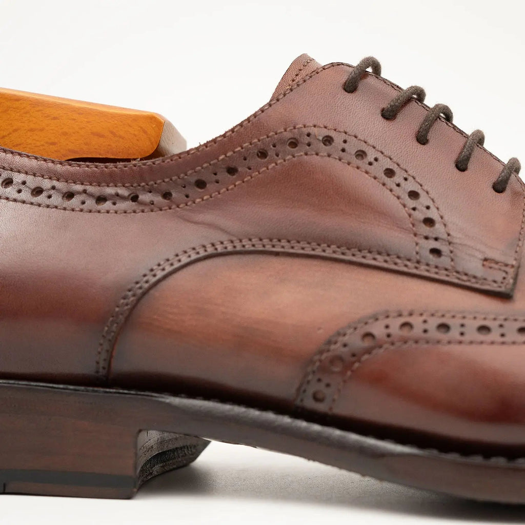 Goodyear welt derby shoes Brogue style Brown