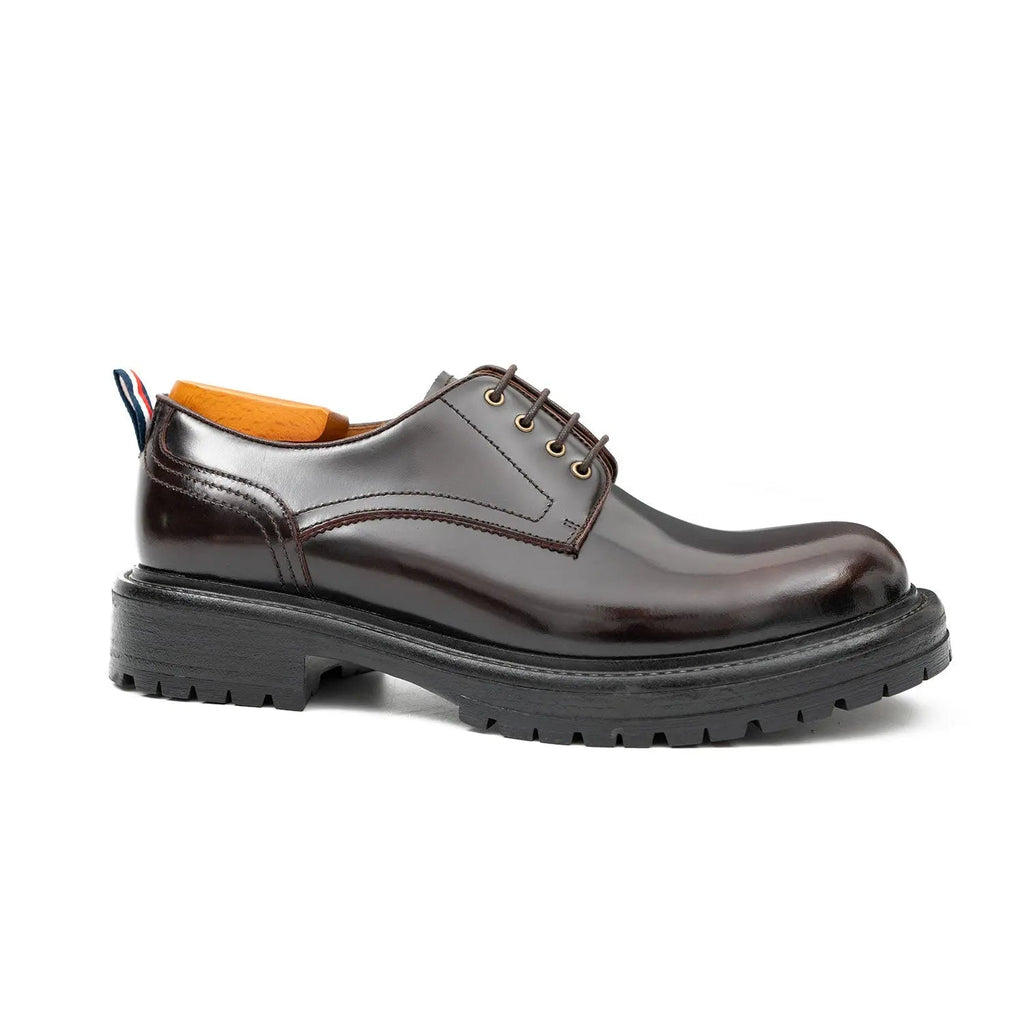 Handcrafted Big Toe Derby Shoes with Thick Sole  Wine red