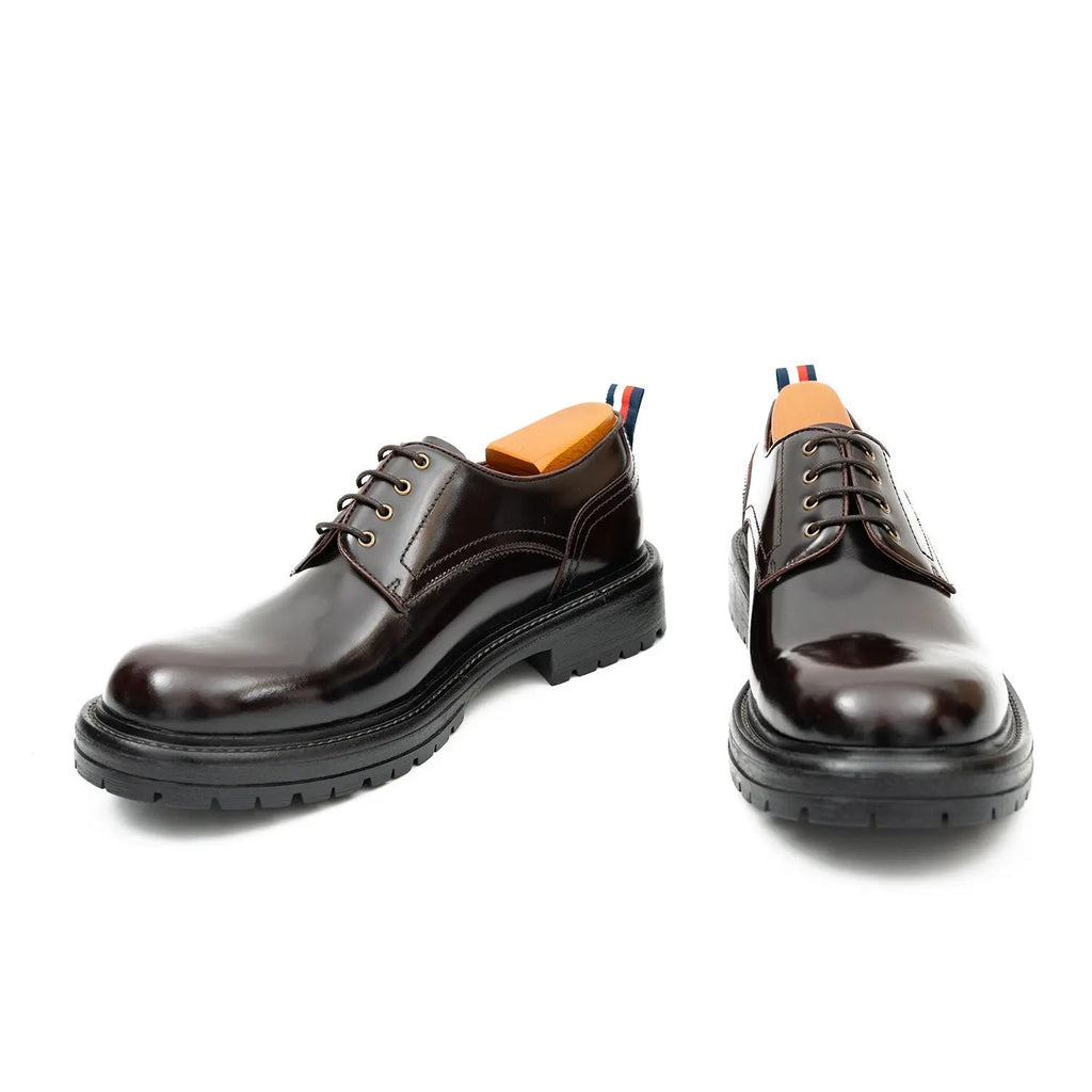 Handcrafted Big Toe Derby Shoes with Thick Sole  Wine red
