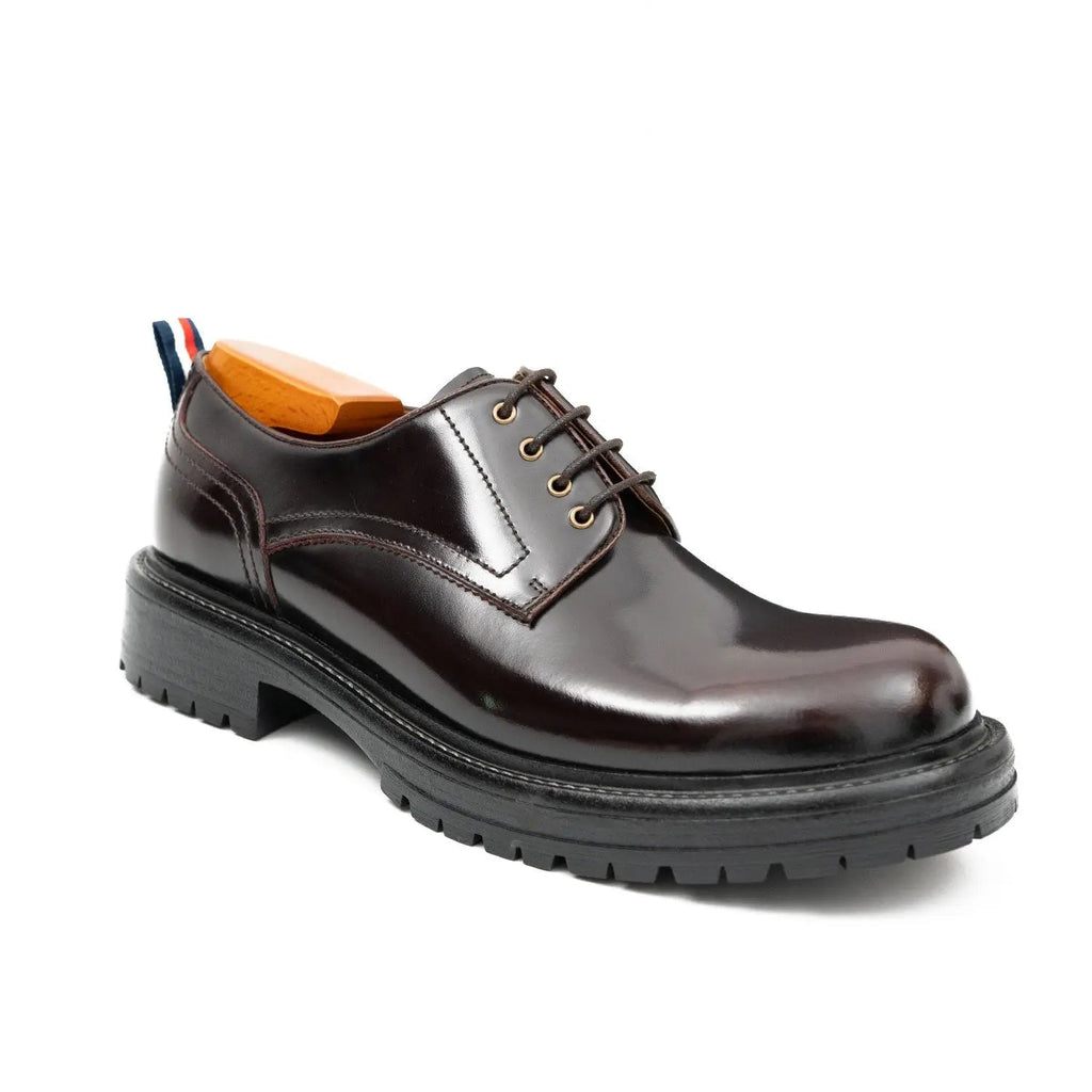 Handcrafted Big Toe Derby Shoes with Thick Sole  Wine red