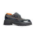 Handmade Chunky - sole Brogue Shoes Blue