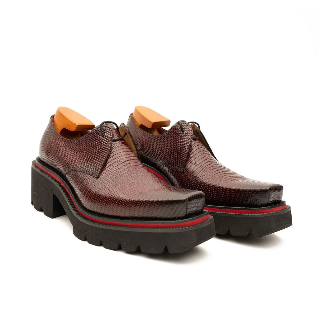 Men's Embossed Leather Derby Shoes with Chunky Sole