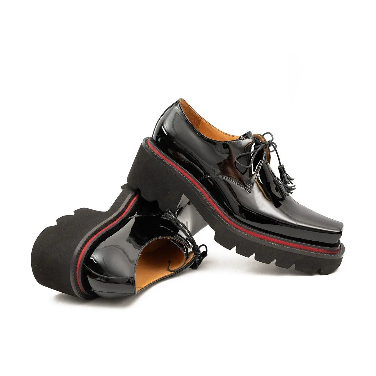 Men's Patent Leather Derby Shoes with Chunky Sole