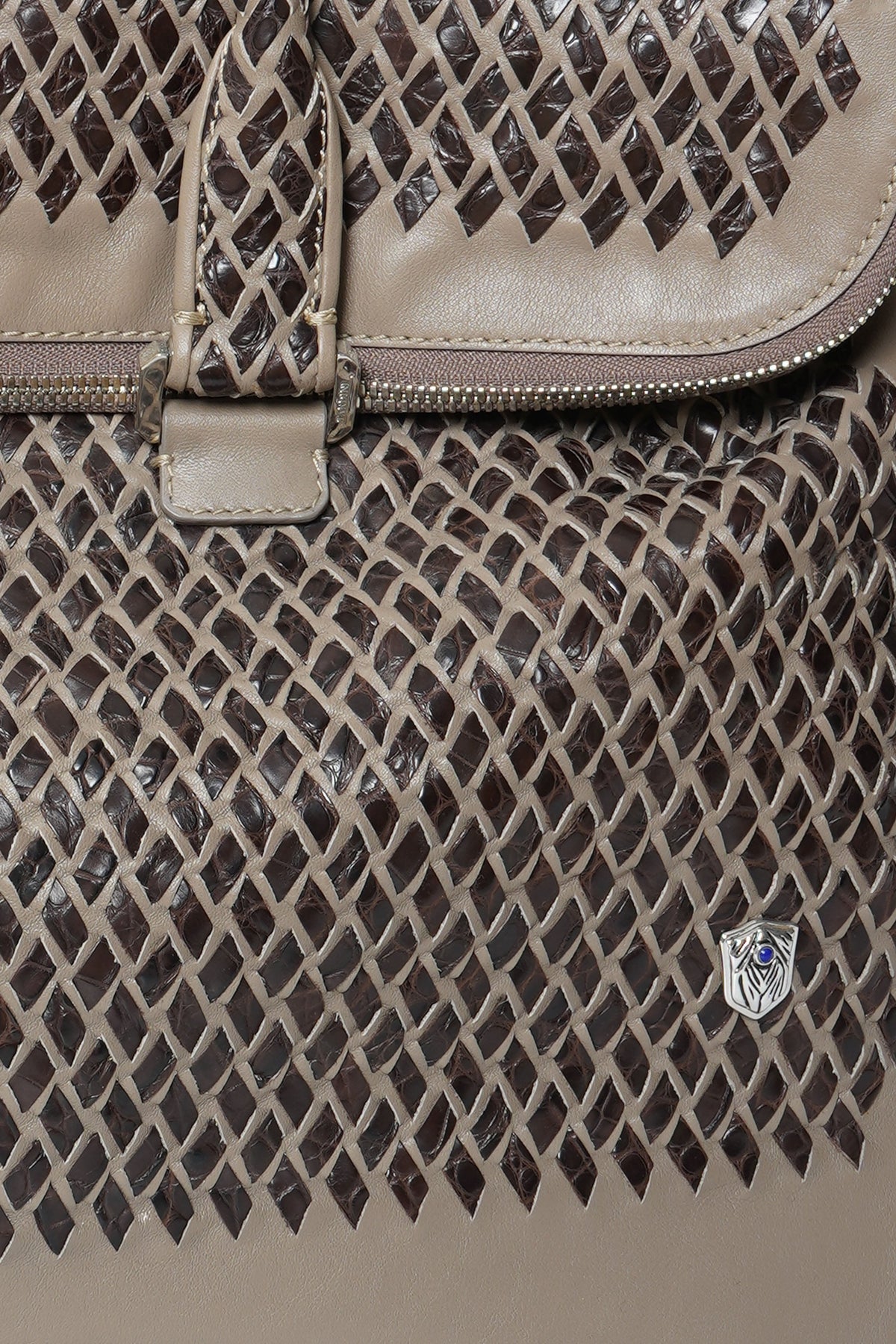 Tardini Woven Full-Grain Calfskin-Alligator Leather Briefcase Bag
