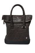 Tardini Woven Full-Grain Calfskin-Aligator Leather Vertical Briefcase Tote