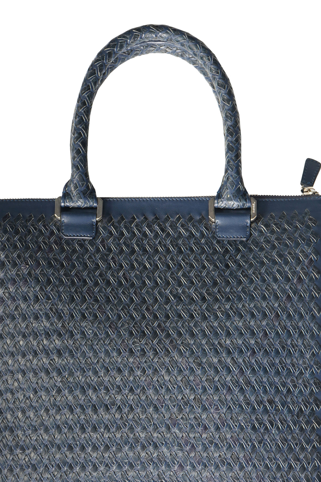 Tardini Woven Full-Grain Calfskin-Alligator Leather Business Tote Bag