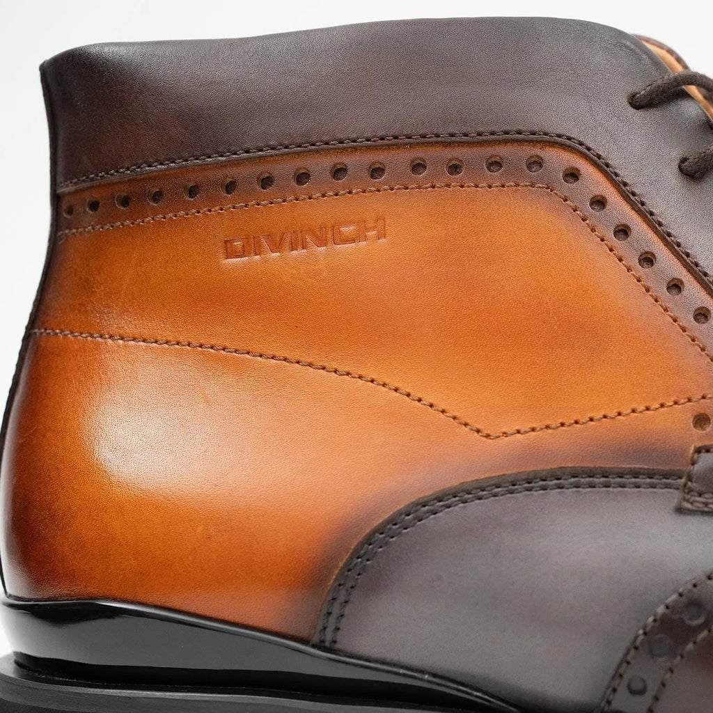 Zipper Brogue Martin Boots 2890 Gray Brown